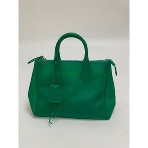Gianni Chiarini Green Plastic Satchel Purse Tote Bag Made Italy Zipper Side Snap